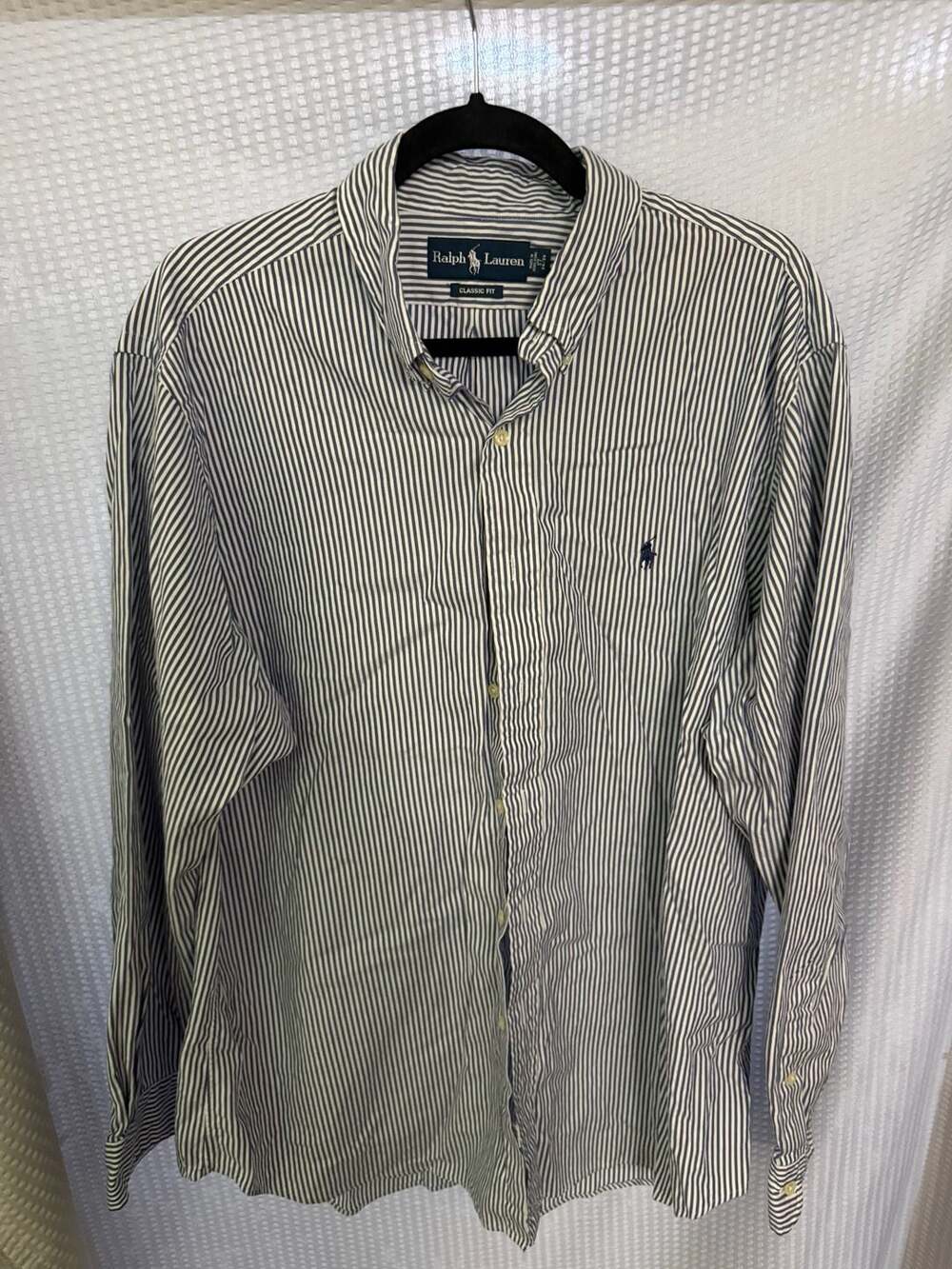 Ralph Lauren Classic Fit Striped Button Down Shirt Size 17 34/35